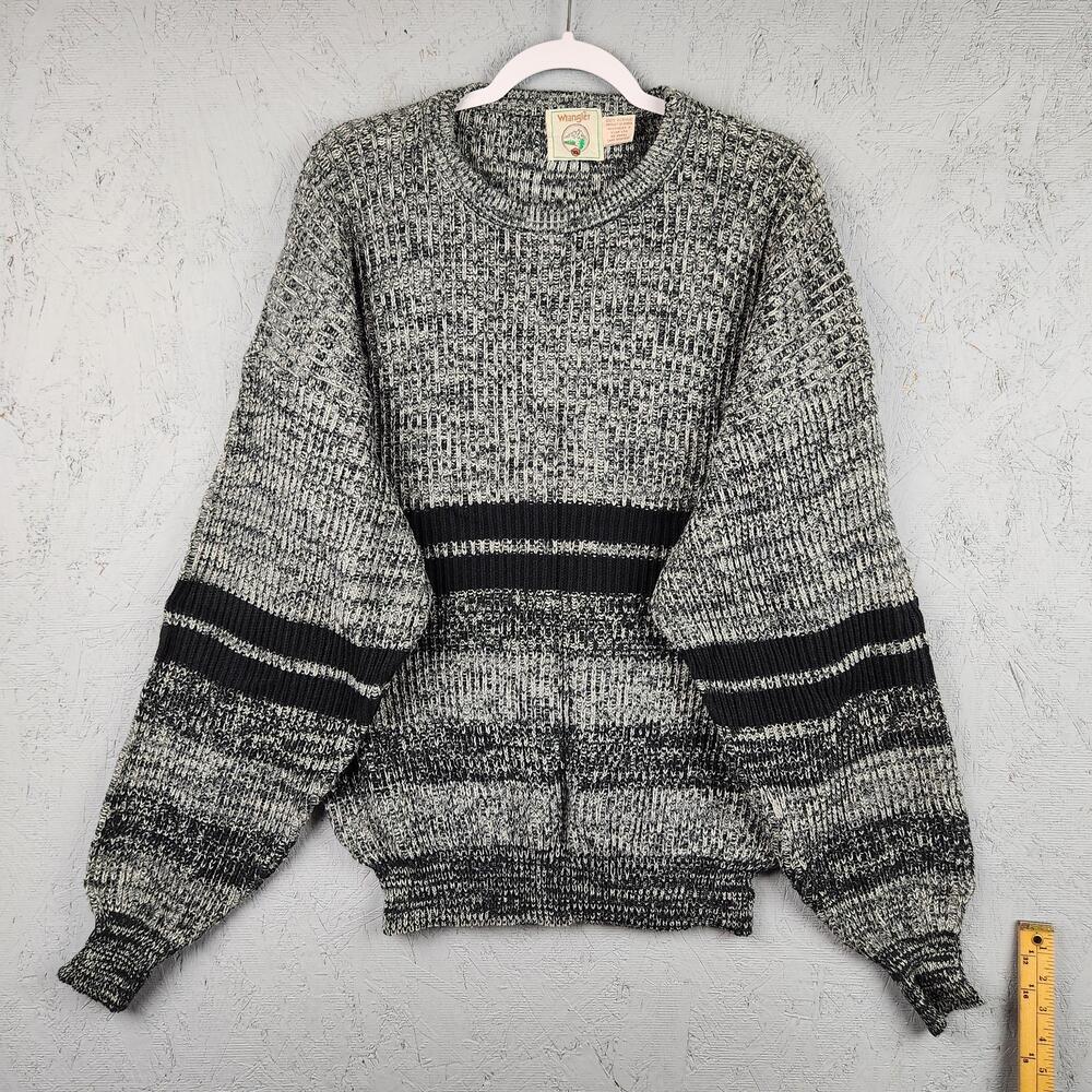 Vintage Wrangler Sweater Mens Large Knit Pullover 80s 90s Stripe Retro Cowboy